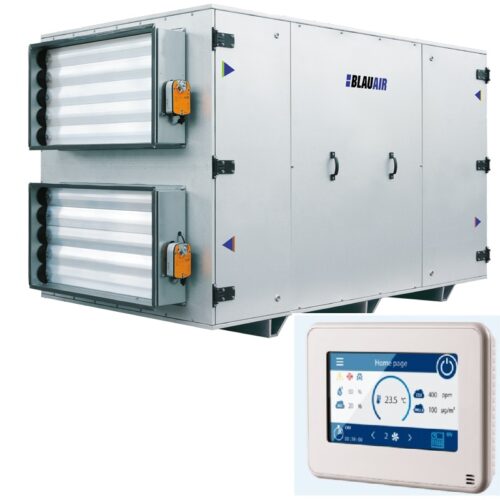 Priemyselný rekuperátor na podhladu BlauAir BL 02 CFH 1500HECDX S25  1500m3/h+Elektrický ohrievač+chladič