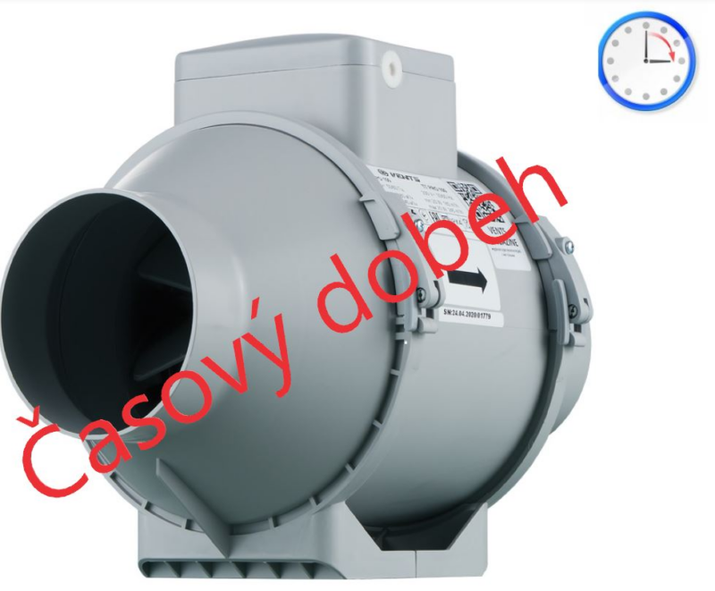 Axiálne odsávacie ventilátory VENTS TT 100T PRO -časový dobeh priemer napojenia 100mm-dvojrýchlostný výkon:180-245m3/h napätie 230V