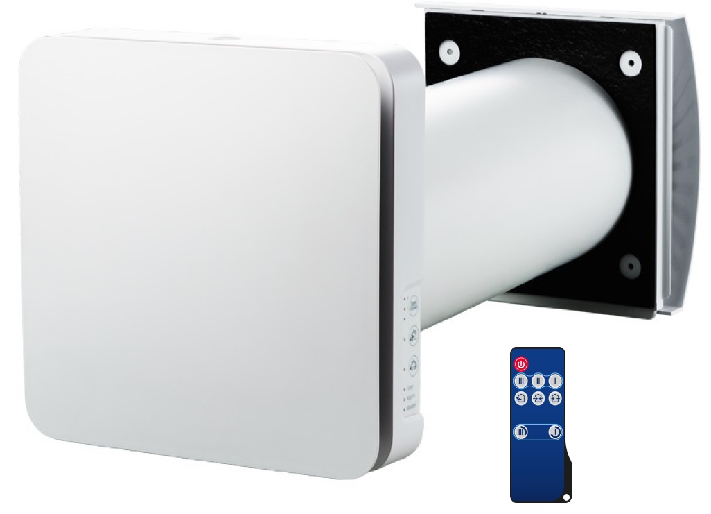 Lokálny rekuperátor Blauberg VENTO inHome W Wi-Fi-∅160mm s diaľkovým ovládaním automatickou žaluziou 50m3/h riadenie aj smartfonom
