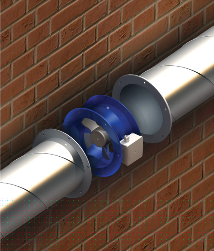 Priemyselné ventilátory potrubné VKF 2E 250-priemer napojenia 260mm výkon:1050m3/h 230V